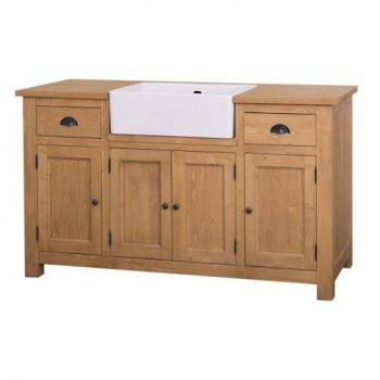 Mobila de bucatarie cu chiuveta patrata, blat stejar - chiuveta nu este inclusa in pret, Lemn masiv, Finisaj ceara, 155x65x90cm