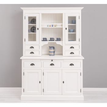 Mobilier bucatarie 3 usi 3 sertare, Finisaj Alb Vintage, Lemn Masiv Brad, Colectia Rustic