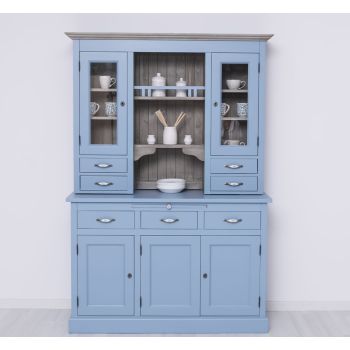 Mobilier bucatarie 3 usi 3 sertare, Finisaj Gri Fumuriu, Lemn Masiv Brad, Colectia Rustic