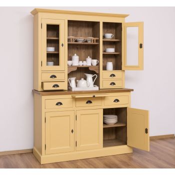 Mobilier bucatarie 3 usi 3 sertare, Finisaj Stejar Maro inchis, Lemn Masiv Brad, Colectia Rustic
