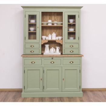 Mobilier bucatarie 3 usi 3 sertare, Finisaj Nuc Mediu, Lemn Masiv Brad, Colectia Rustic