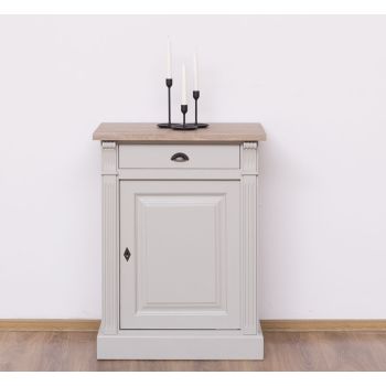 Bufet cu 1 usa, 1 sertar, Gri Mediu, Colectia Directore, Lemn masiv, 2 Straturi de culori Antichizat, 73x240x51cm