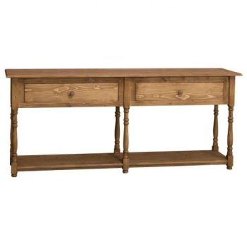 Consola cu 2 sertare, Lemn masiv, Finisaj ceara, 180x45x76cm