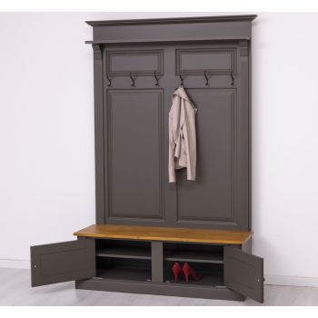 Cuier 2 usi, Finisaj Negru Grafit, Lemn Masiv Brad, Colectia Rustic