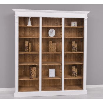 Biblioteca tripla, Stejar Maro Închis, Lemn masiv, Antichizat, 180x39x197cm