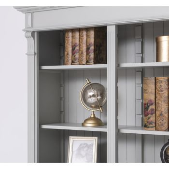 Biblioteca tripla, Gri Mediu Cald, Lemn masiv, Antichizat, 180x39x197cm