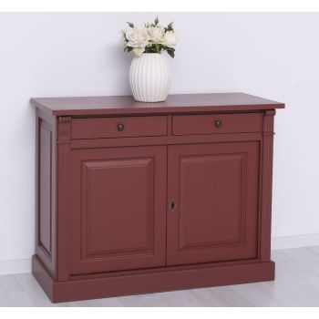 Bufet Bucatarie cu 2 usi, 2 sertare, Nuc Mediu, Lemn masiv, Periat, Vintage 116x51x90cm