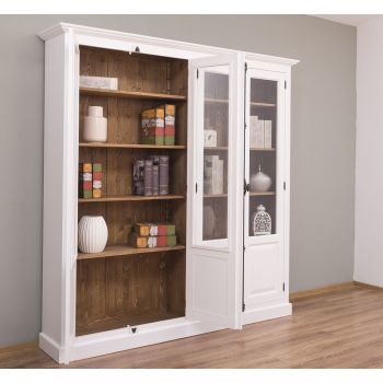 Vitrina dubla cu 4 usi, Stejar Maro Închis, Lemn masiv, vopsit, 205x40x210cm