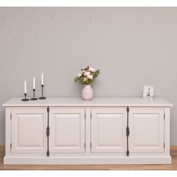 Bufet Bucatarie cu 4 usi, Bej Cald, Lemn masiv, Stejar Alb 219x50x78cm