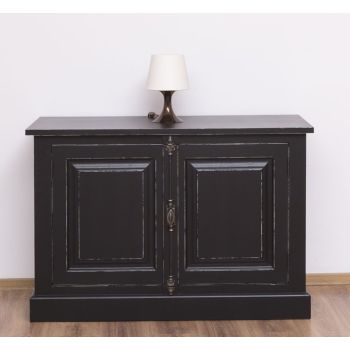 Bufet Bucatarie cu 2 usi cu tija BAS + 2 usi mari sticla cu tija SUP, Negru Mat, Vopsit, 120x50x228cm