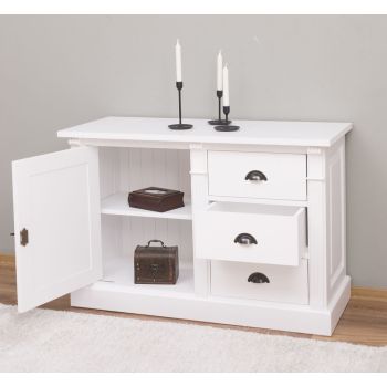 Bufet Bucatarie cu 1 usa, 3 sertare, Alb Pur, Lemn masiv, Alb 116x51x78cm