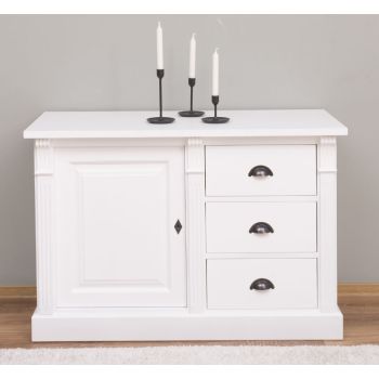 Bufet Bucatarie cu 1 usa, 3 sertare, Alb Pur, Lemn masiv, Alb 116x51x78cm