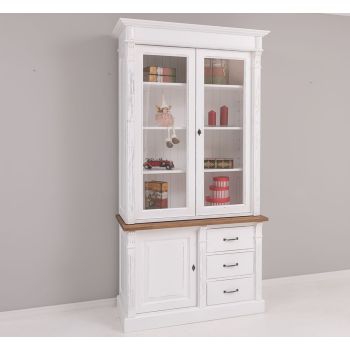 Bufet Bucatarie cu 1 usa, 3 sertare, Alb Pur, Lemn masiv, Alb 116x51x78cm