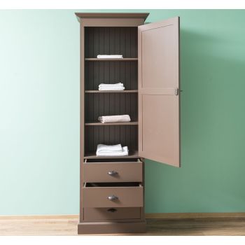 Dulap cu 1 usa mare, 3 sertare, Maro Închis Rustic, vopsit, 75x40.5x220cm