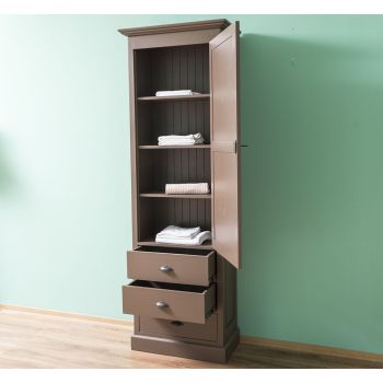 Dulap cu 1 usa mare, 3 sertare, Maro Închis Rustic, vopsit, 75x40.5x220cm
