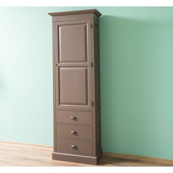 Dulap cu 1 usa mare, 3 sertare, Maro Închis Rustic, vopsit, 75x40.5x220cm