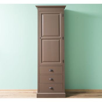 Dulap cu 1 usa mare, 3 sertare, Maro Închis Rustic, vopsit, 75x40.5x220cm