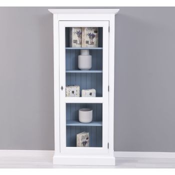Vitrina 1 usa, Alb Pur, Finisaj ceara, 78x29.5x180cm