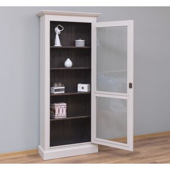 Vitrina 1 usa, Gri cu Bej, Finisaj ceara, 78x29.5x180cm
