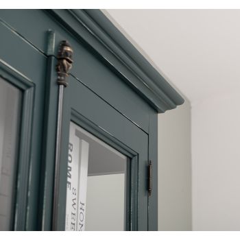 Vitrina sticla, 2 usi cu tija, Negru Mat, Antichizat, 109x40x210cm