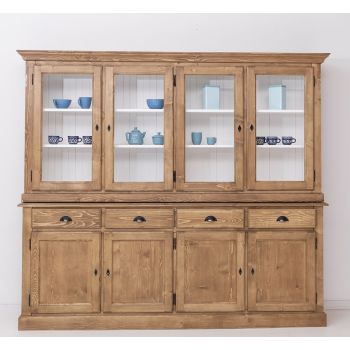 Mobilier bucatarie 4 usi, Finisaj Stejar Maro inchis, Lemn Masiv Brad, Colectia Rustic