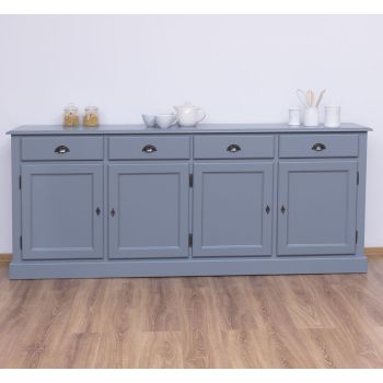 Mobilier bucatarie 4 usi 4 sertare, Finisaj Gri Albastrui, Lemn Masiv Brad, Colectia Rustic