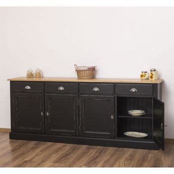 Mobilier bucatarie 4 usi 4 sertare, Finisaj Nuc Mediu, Lemn Masiv Brad, Colectia Rustic