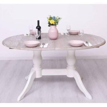 Masa ovala cu 2 picioare 160/230x120cm, blat stejar