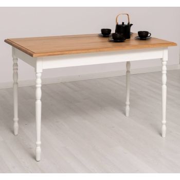 Masa cu blat stejar si picioare strunjite, dim. 120x70x78