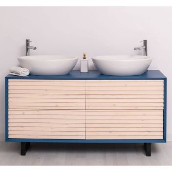 Mobila baie cu 4 sertare, 2 lavoare- neinclus in preti "Slatted"