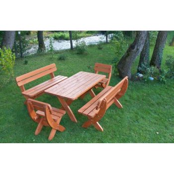 Set mobilier gradina 8 Persoane din lemn 160x80x73 culoare teak